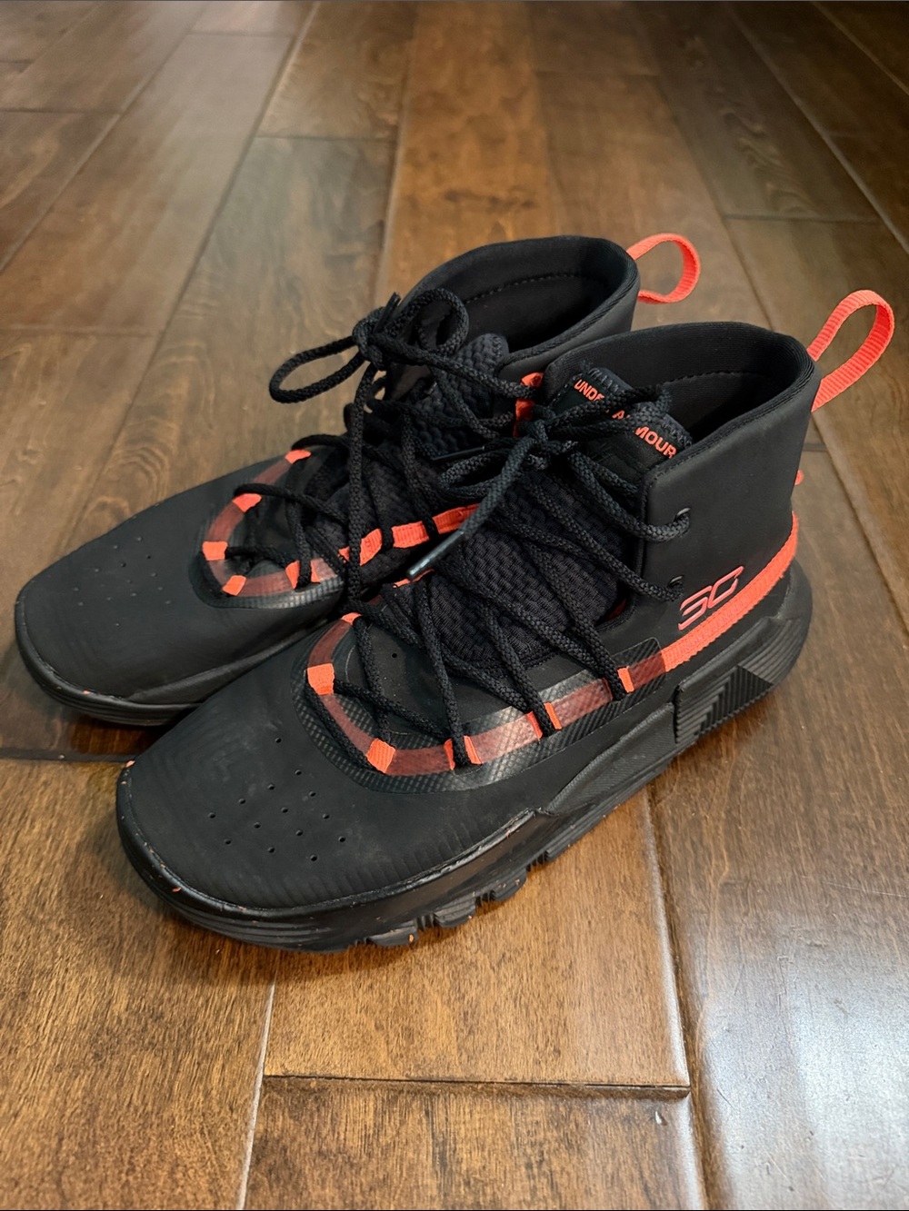 Boys Under Armour Curry 3Zer0 2 basketball shoes in black orange